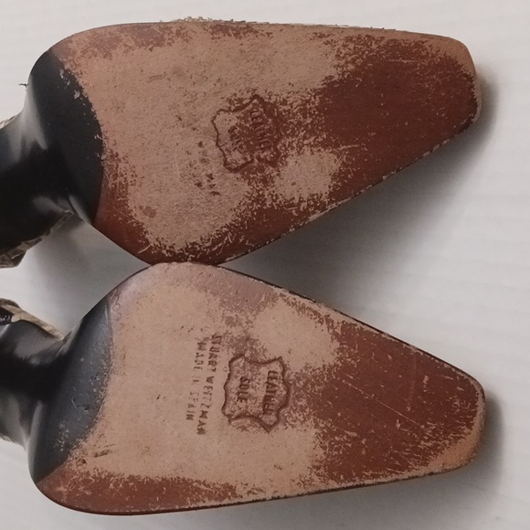 Stuart Weitzman size 7B women's snake print t-strap high-heel shoe brown cream. - Picture 11 of 17